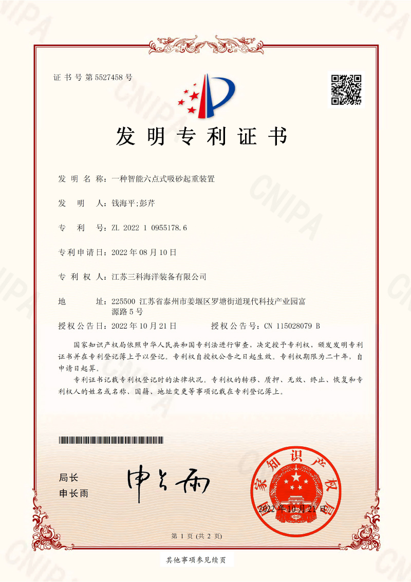 一種智能六點式吸砂起重裝置
